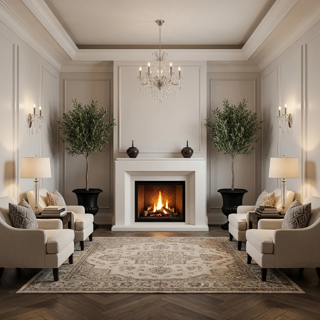 Cast stone fireplace mantel, model M-006