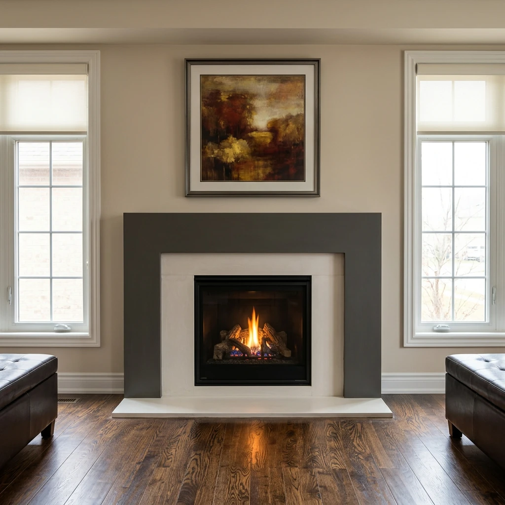 Cast stone over-mantel, model M-018