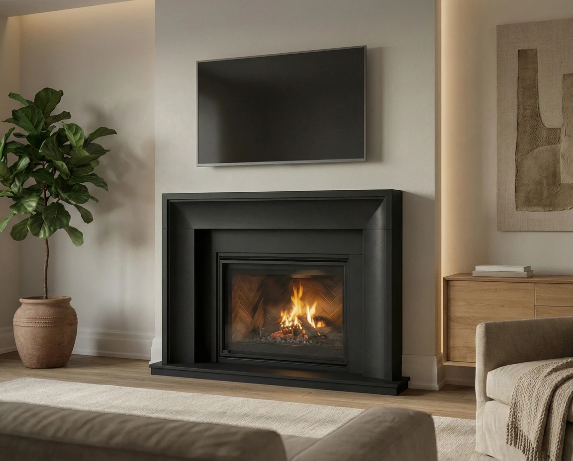 Cast stone over-mantel, model M-060